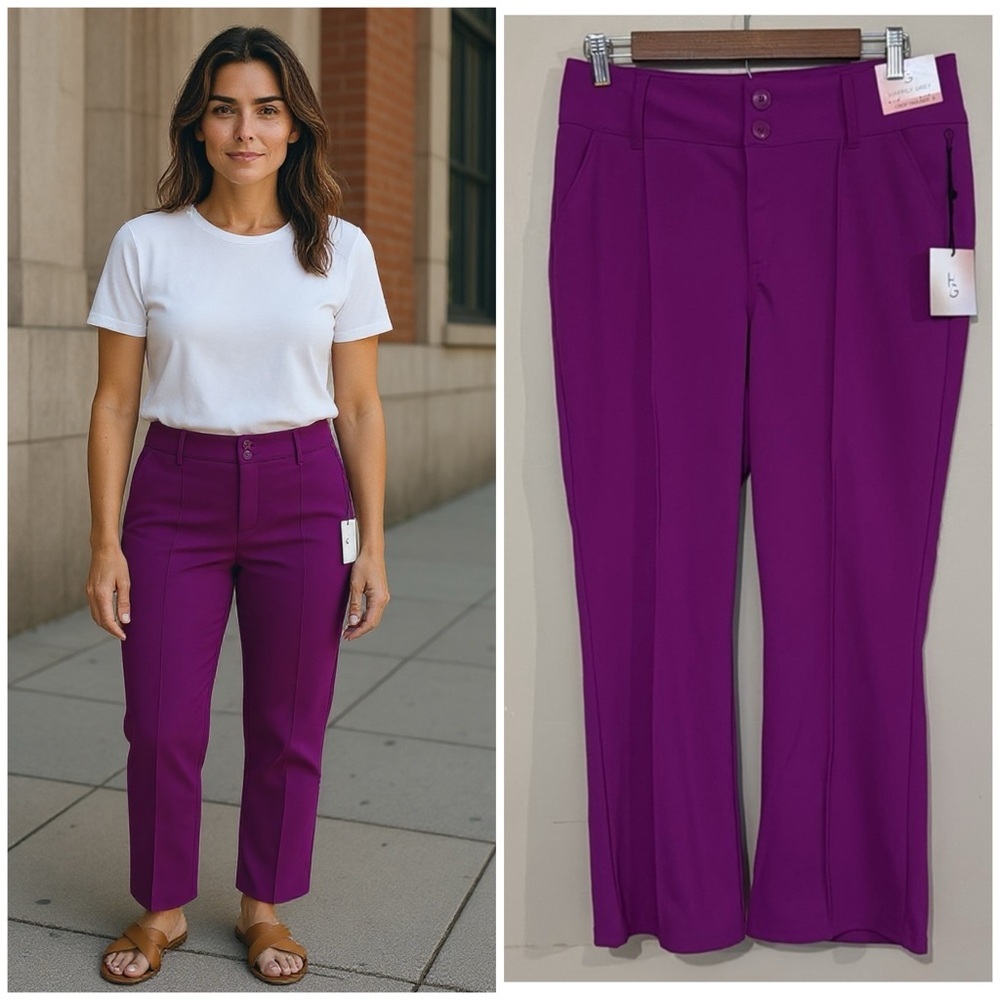 Vibrant Purple Fuchsia Crop Trousers Women's Size 9 NWT Spring Fall Transition